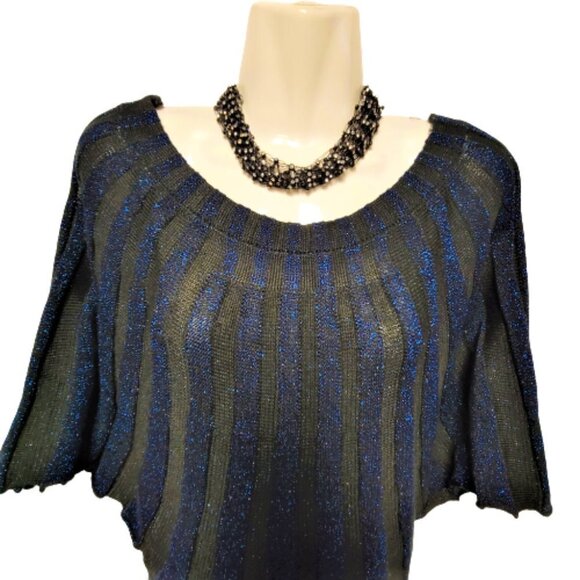 BLUE Glitter Stretchy Tunic Knit Dress or Glitter Top One Size - Picture 3 of 12